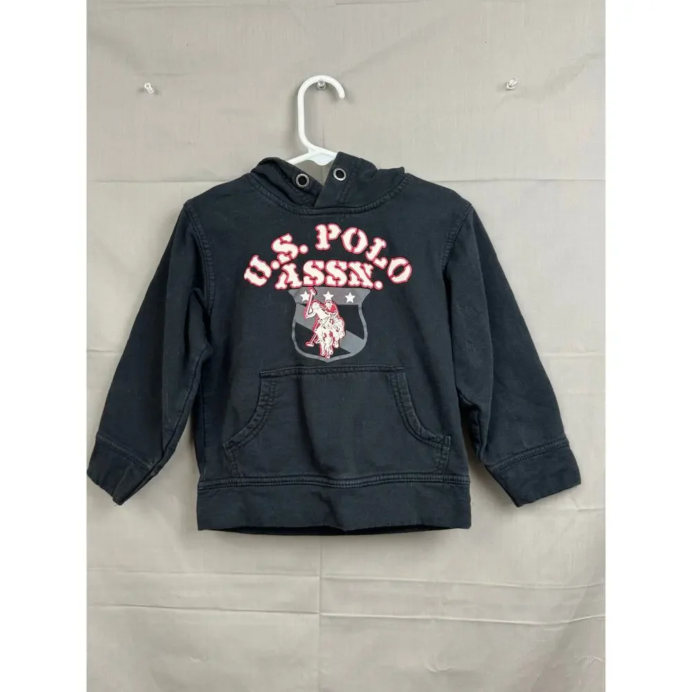 Vintage/Y2K U.S. Polo Assn. Toddler Boy Black Pullover Crest Hoodie, Size 3T